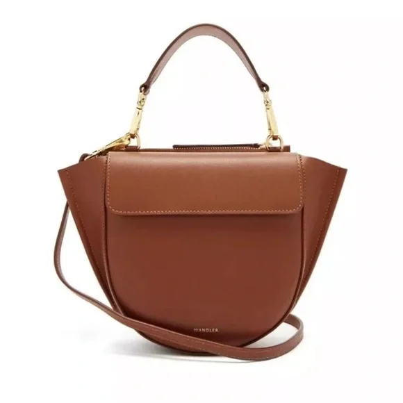 Authentic WANDLER Hortensia Medium Brown Leather Bag EUC no long strap - Picture 1 of 12